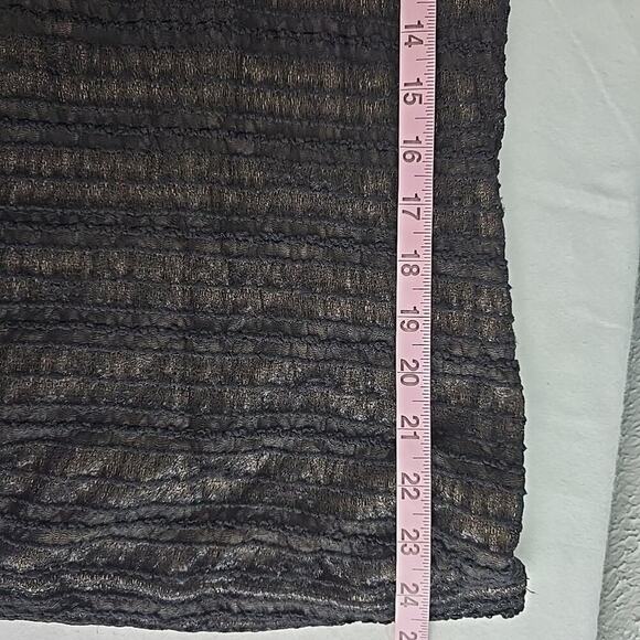 Studio M‎ Fitted Sheer Mesh Sheer Black Beige Scoop Neck Shirt XL Y2K Whimsigoth - Picture 5 of 8